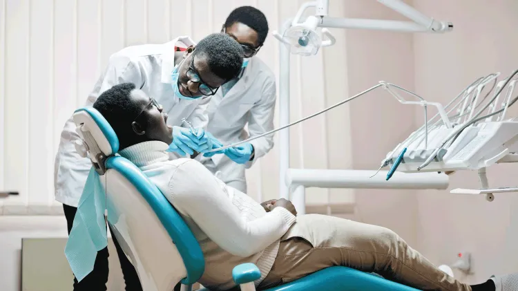 Dentist treating a patient